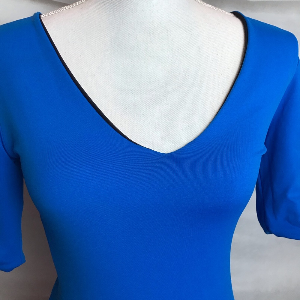 Reversible Black & Neon Blue Lycra Sexy Dress - S
